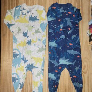 Carter's Child of Mine Footed Pajamas 12m NWOT * One Dinosaurs, One Sharks